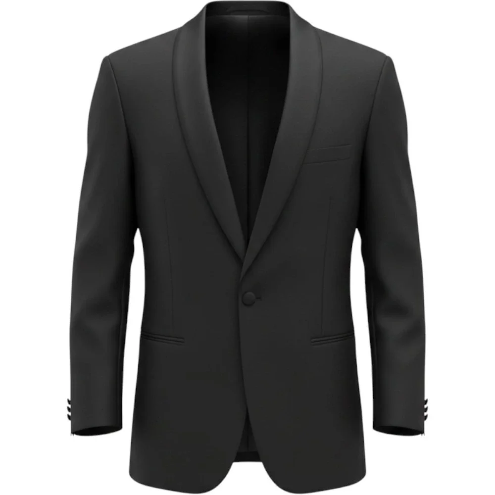 Hart Schaffner & Marx Mens 40L Wool Tuxedo Jacket Black Satin Shawl Lapel Blazer